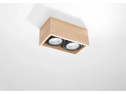 Faretti da incasso rettangolari gemellati a incasso in legno naturale GU10 Downlights Rectangulares Doble Superficie Empotrado Madera Natural GU10