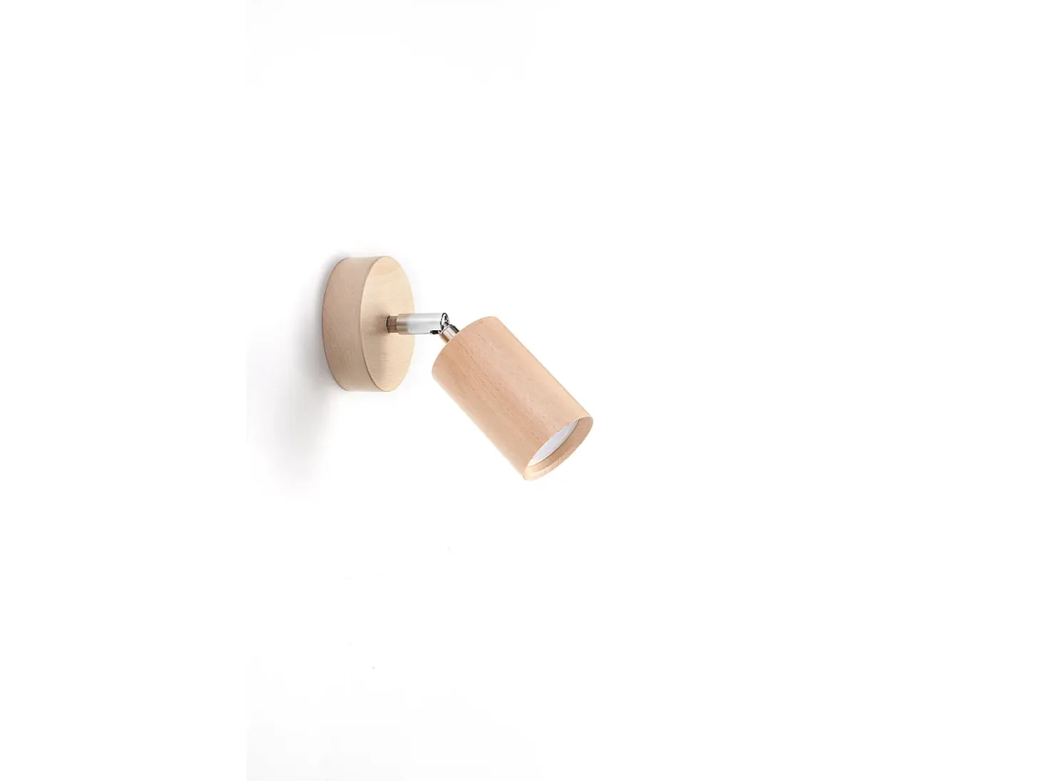 Faretto singolo da parete in legno naturale GU10 Lámpara de pared con un foco de madera natural GU10