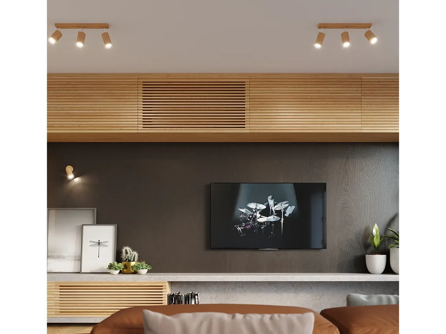 Faretto singolo da parete in legno naturale GU10 Lámpara de pared con un foco de madera natural GU10