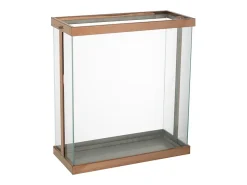 Farol rectangular de vidrio dorado 41.5*18*45 cm