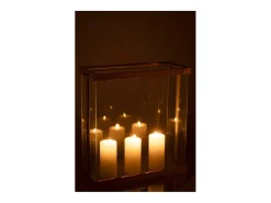 Farol rectangular de vidrio dorado 41.5*18*45 cm