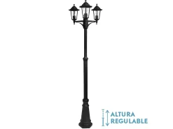 Farola De Jardin Negra En Aluminio De 3 Luces Modelo Auriga