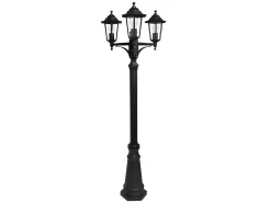 Farola De Jardin Negra En Aluminio De 3 Luces Modelo Auriga