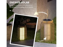Farolillo solar Ashti Outsunny luces LED natural Ø18x37 cm