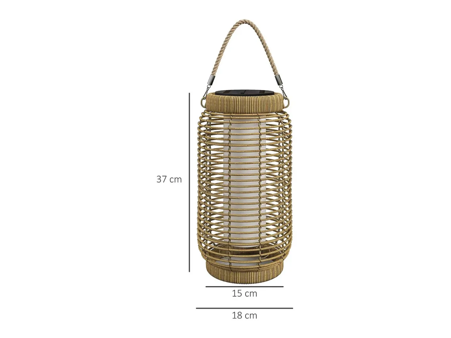 Farolillo solar Ashti Outsunny luces LED natural Ø18x37 cm