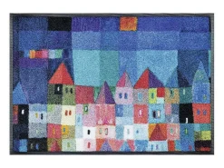 Felpudo 50x75 tejido estampado fresco CASAS azul