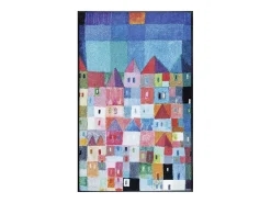 Felpudo 50x75 tejido estampado fresco CASAS azul