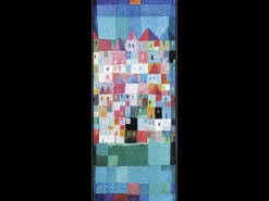 Felpudo 50x75 tejido estampado fresco CASAS azul