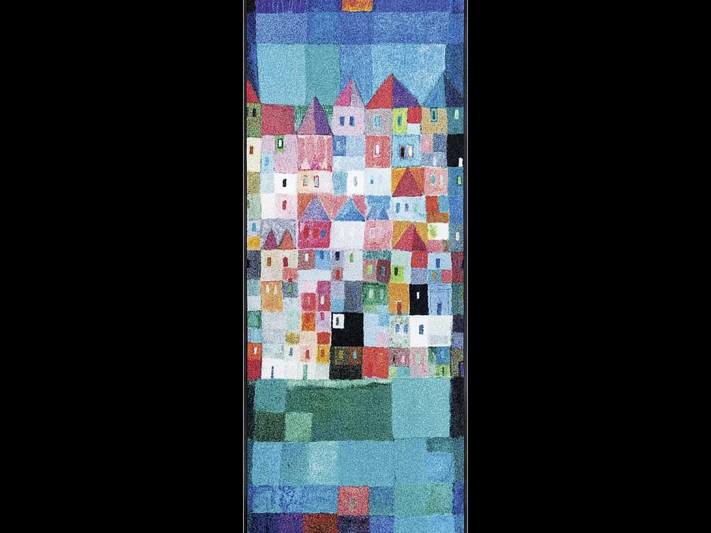 Felpudo 50x75 tejido estampado fresco CASAS azul