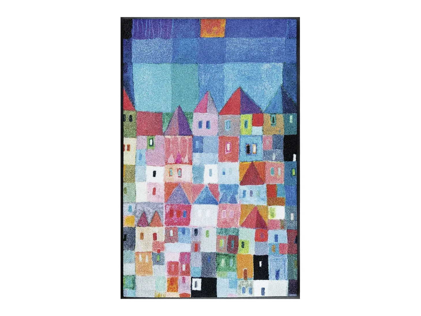 Felpudo 50x75 tejido estampado fresco CASAS azul