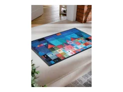 Felpudo 50x75 tejido estampado fresco CASAS azul
