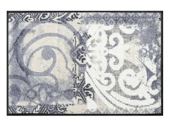 Felpudo 50x75 tejido retro-vintage ARABESQUE estampado azul y gris