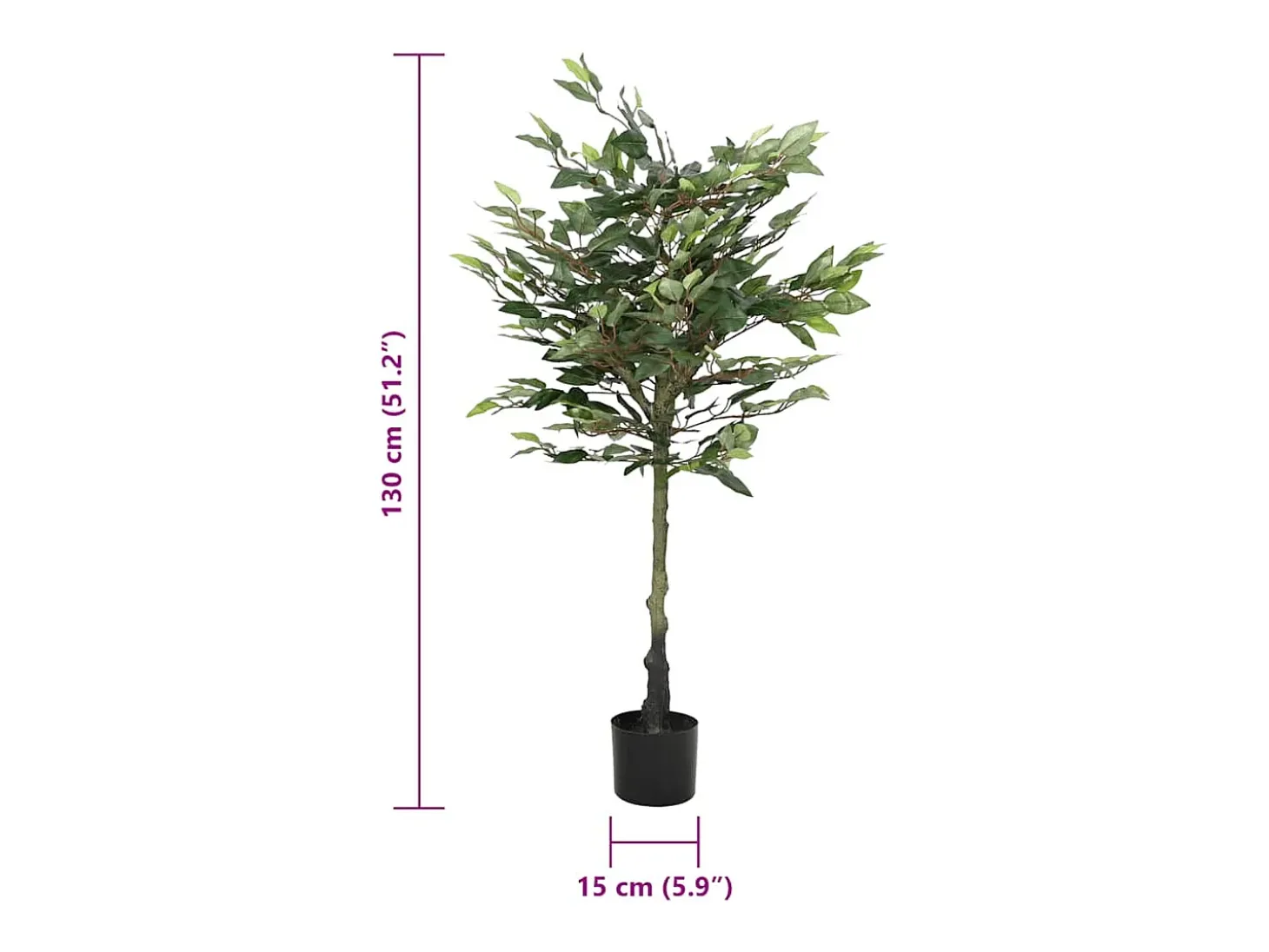 Ficus artificial 480 hojas 130 cm verde