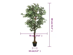 Ficus artificial con 378 hojas verde 80 cm ES911564