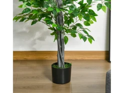 Ficus artificial grande, plástico resistente, maceta de cemento, verde natural (15x15x135cm)