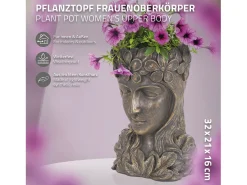 Figura decorativa maceta 21 x 16 x 32 cm bronce jarrón florero forma de cara