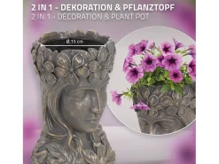 Figura decorativa maceta 21 x 16 x 32 cm bronce jarrón florero forma de cara
