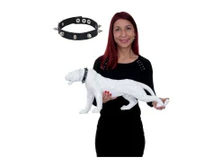 Figurita decorativa pantera con collar, blanco alto brillo con collar