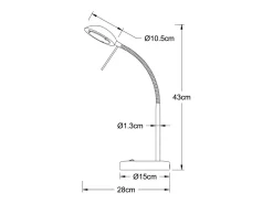 Flexo STU Lumit 40W cuerpo articulado niquel Ø28x43 cm