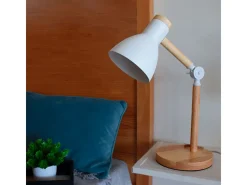 Flexo Teacher Bel Air 40W inclinación regulable blanco/natural Ø15x47 cm