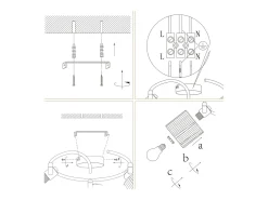 Foco de techo 3 llamas E14 Lámpara de techo negra natural Papel Sala de estar
