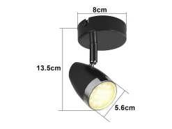 Foco de techo LED NETTLIFE, 1 bombilla moderna, 4 W, negro, blanco cálido, 3000 K, ajustable 350°