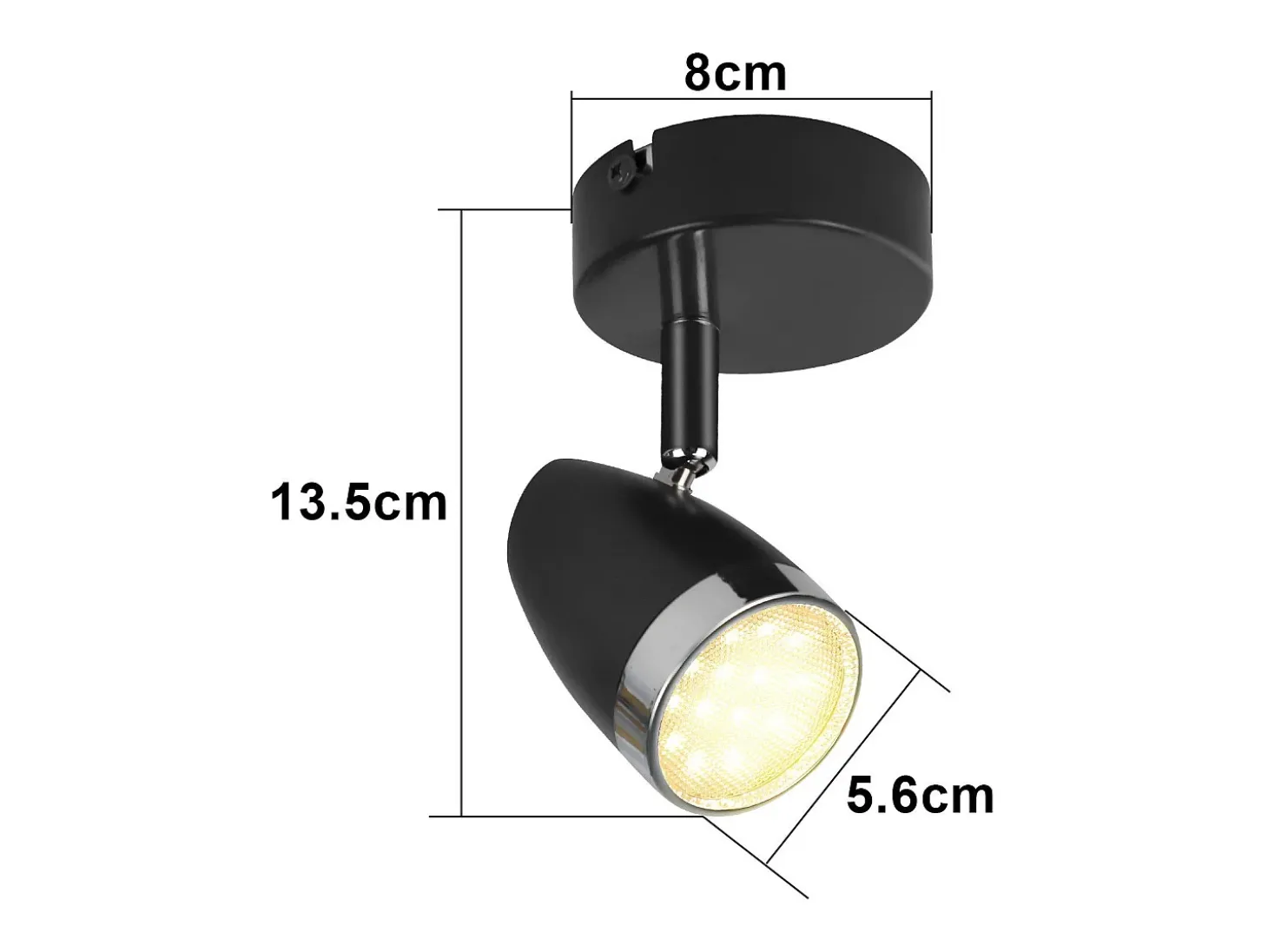 Foco de techo LED NETTLIFE, 1 bombilla moderna, 4 W, negro, blanco cálido, 3000 K, ajustable 350°