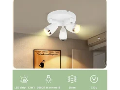 Foco de techo LED NETTLIFE 3 focos moderno 4W blanco cálido 3000K