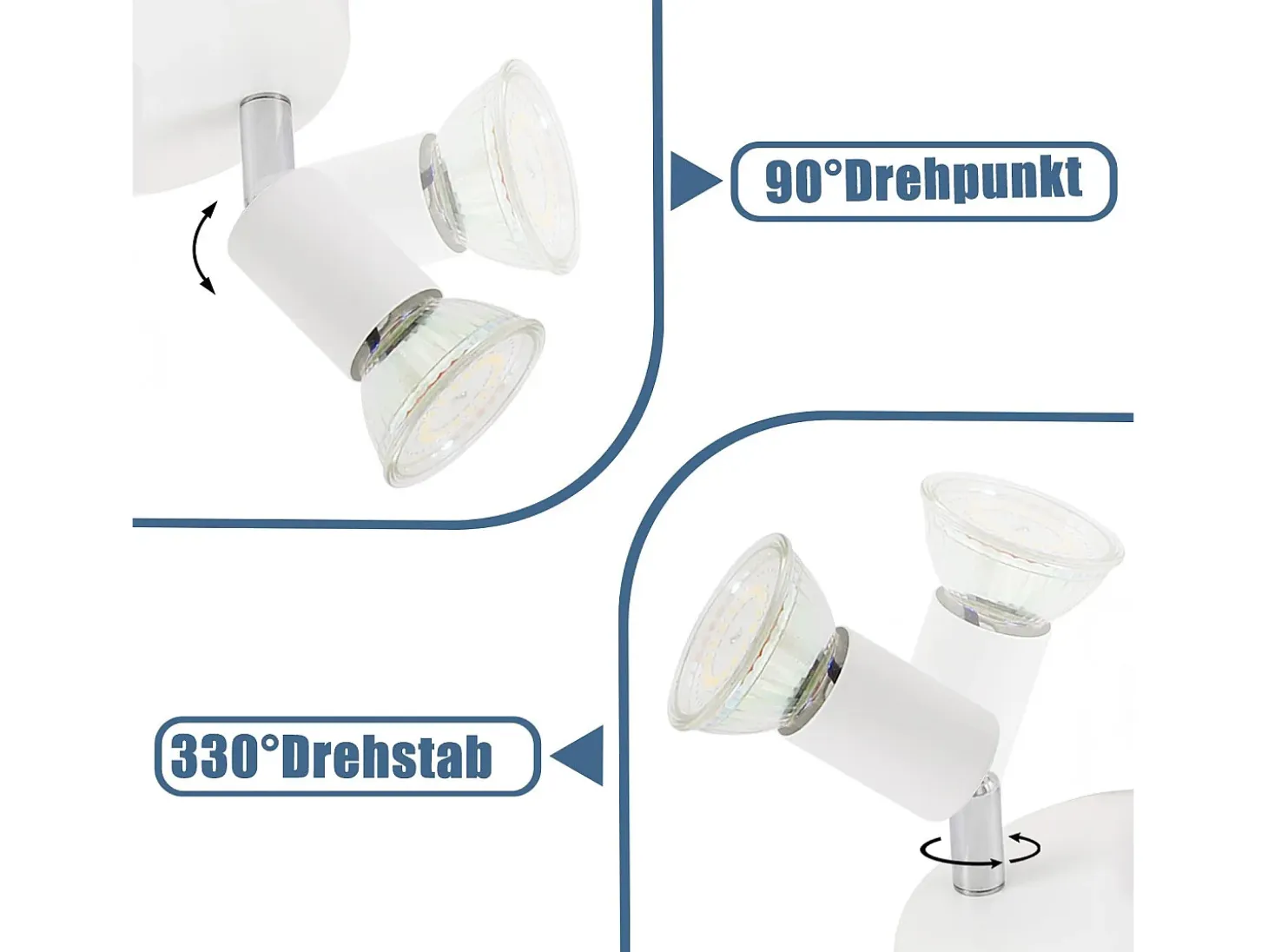Foco de techo LED NETTLIFE blanco Focos de techo - Lámpara de techo de metal GU10 orientable de 4 llamas Moderna