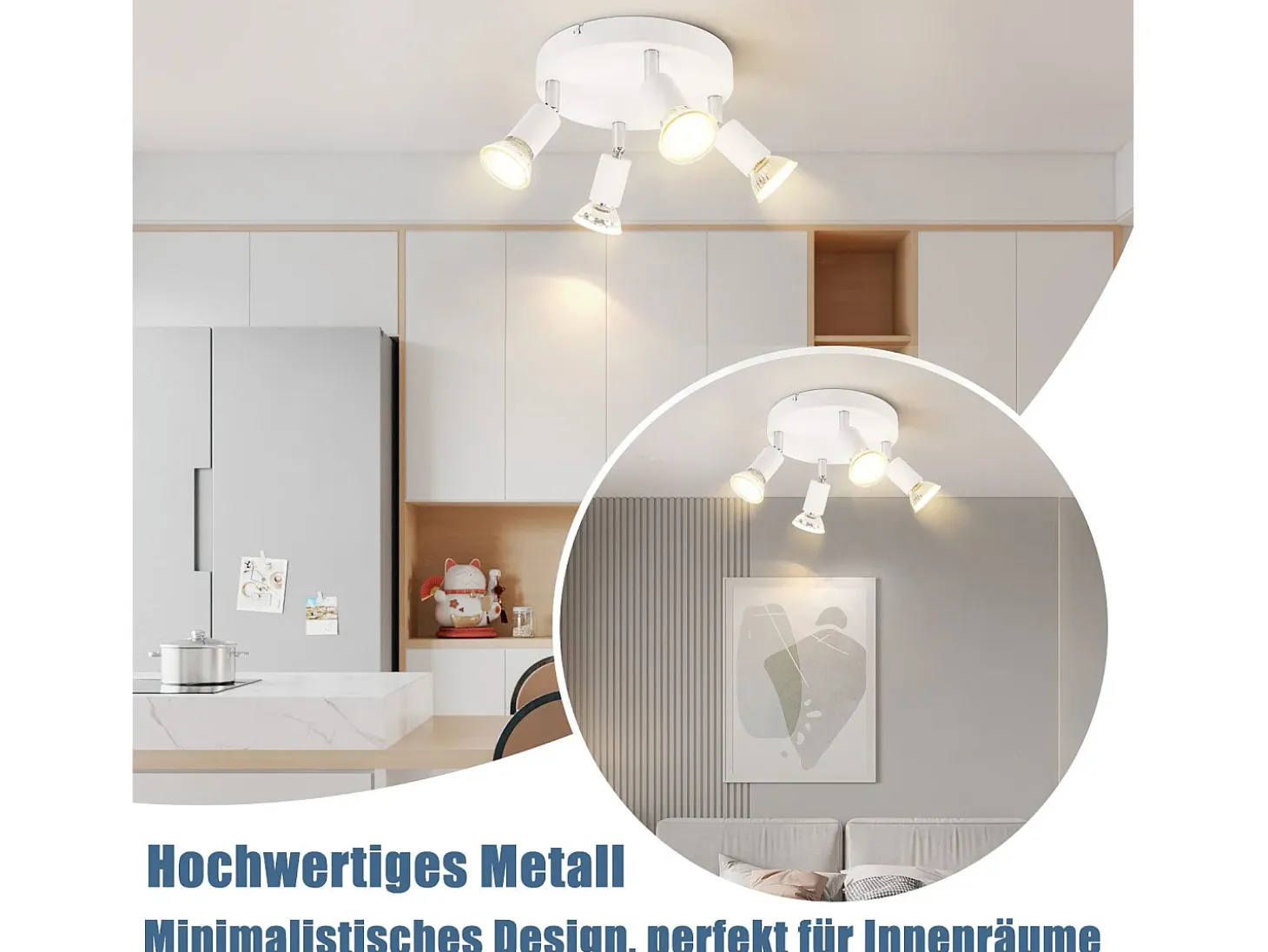Foco de techo LED NETTLIFE blanco Focos de techo - Lámpara de techo de metal GU10 orientable de 4 llamas Moderna