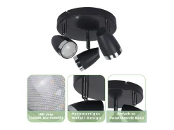 Foco de techo LED NETTLIFE 3 focos moderno 4W negro 3000K orientable 350°