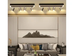 Foco de techo LED NETTLIFE de 4 focos, lámpara de techo: foco de techo GU10, lámpara de cocina orientable, foco plateado de 18 W