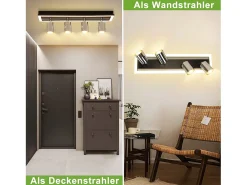 Foco de techo LED NETTLIFE de 4 focos, lámpara de techo: foco de techo GU10, lámpara de cocina orientable, foco plateado de 18 W