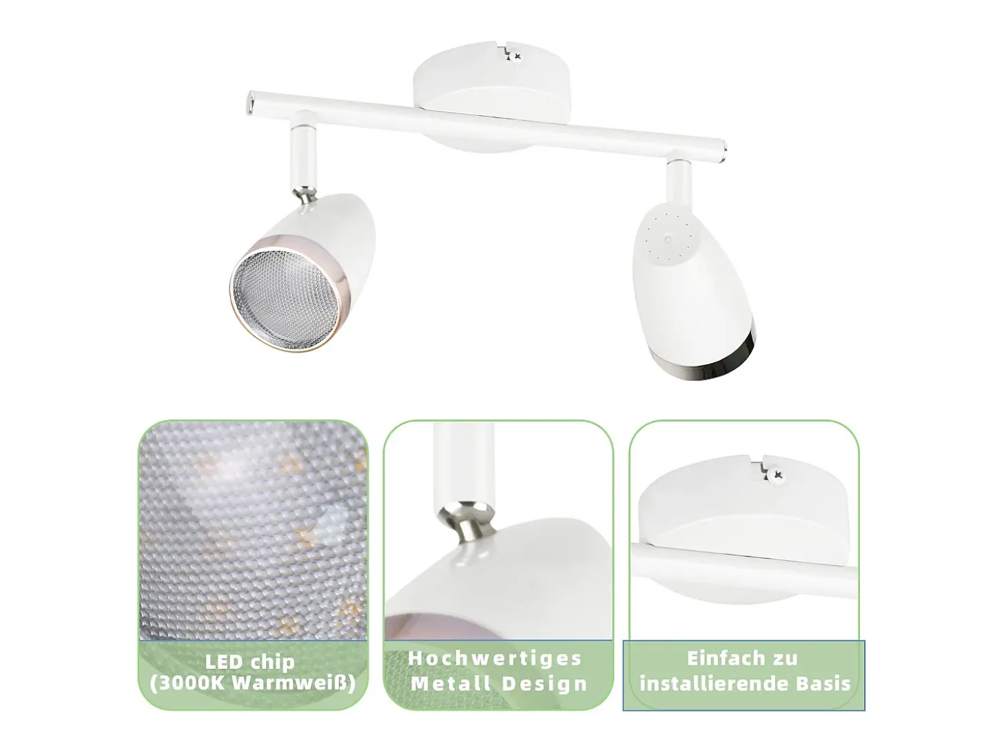 Foco de techo LED NETTLIFE 2 bombillas moderno 4W blanco cálido 3000K