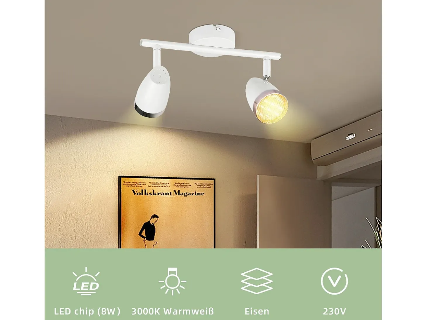 Foco de techo LED NETTLIFE 2 bombillas moderno 4W blanco cálido 3000K