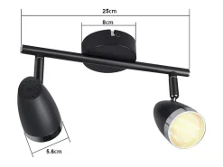 Foco de techo LED NETTLIFE 2 focos moderno 4W negro 3000K orientable 350°