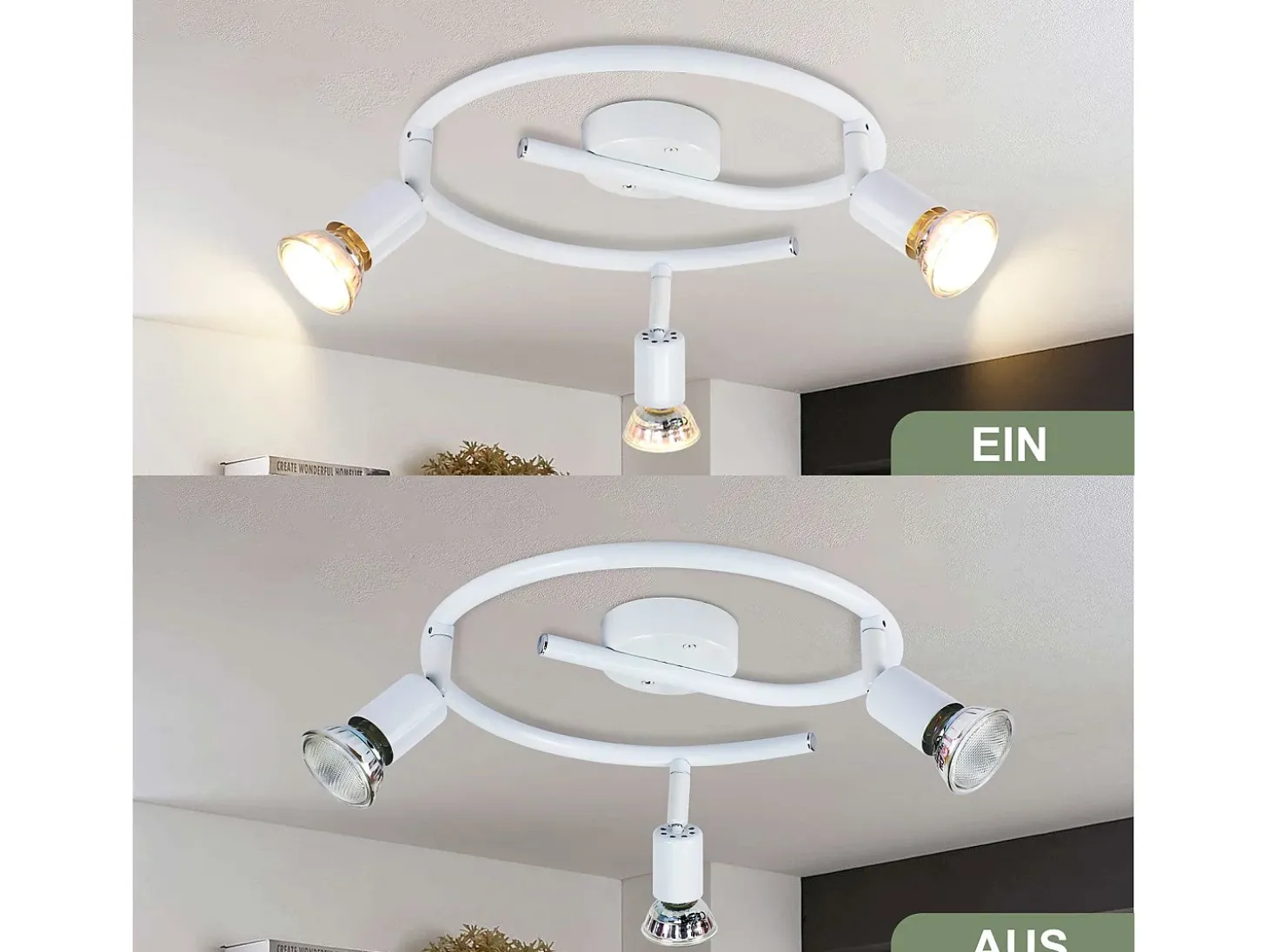 Foco de techo LED regulable NETTLIFE GU10 con 3 llamas, foco de techo industrial para sala de estar