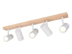 Foco de techo NETTLIFE 5 llamas madera blanca vintage GU10 orientable 350°
