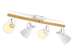 Foco de techo NETTLIFE 4 llamas orientable 350° Vintage E14 Diseño de alta calidad en madera veteada