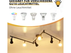Foco de techo NETTLIFE de 6 focos, GU10, de metal, color negro, para dormitorio y pasillo.