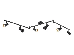 Foco de techo NETTLIFE de 6 focos, GU10, de metal, color negro, para dormitorio y pasillo.