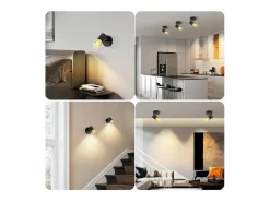 Foco de techo NETTLIFE GU10 para pasillo, color negro y dorado, orientable 350°, estilo vintage, para salón, dormitorio y cocina
