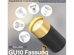 Foco de techo NETTLIFE GU10 para pasillo, color negro y dorado, orientable 350°, estilo vintage, para salón, dormitorio y cocina