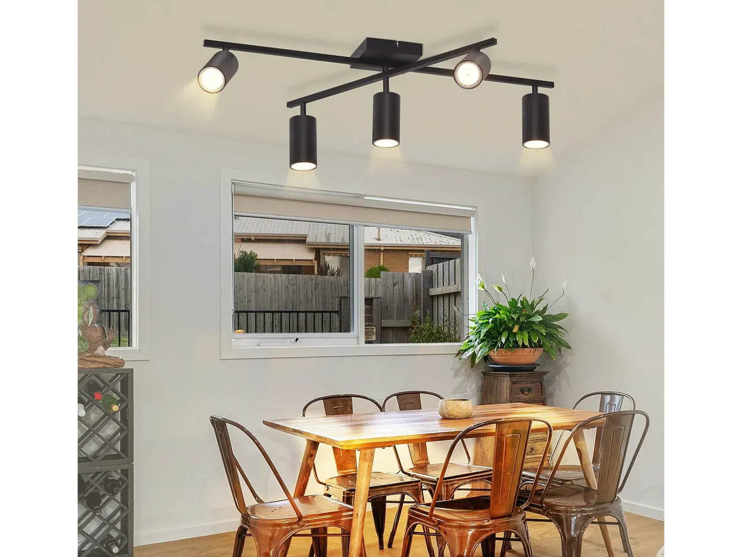 Foco de techo NETTLIFE negro, lámpara de techo GU10 de 5 luces, lámpara moderna para sala de estar, cocina y dormitorio
