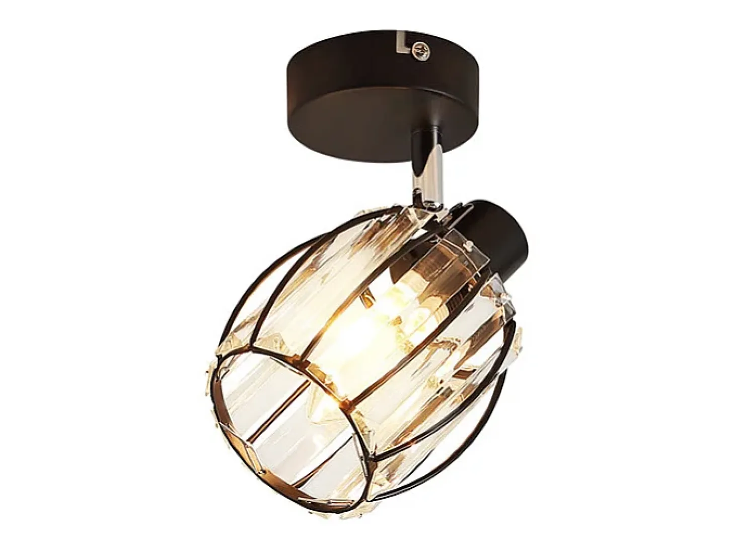 Foco de techo vintage de cristal negro E14 para pasillo, ajustable a 350°, industrial, intercambiable