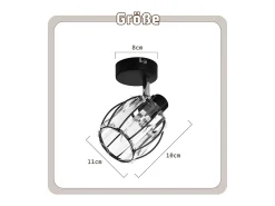 Foco de techo vintage de cristal negro E14 para pasillo, ajustable a 350°, industrial, intercambiable