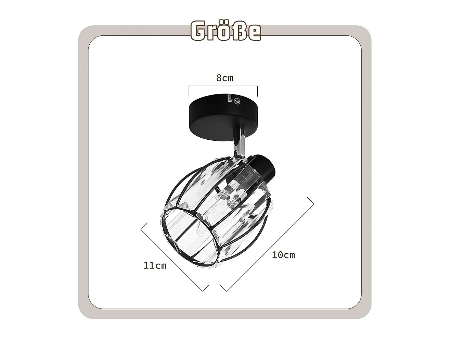 Foco de techo vintage de cristal negro E14 para pasillo, ajustable a 350°, industrial, intercambiable