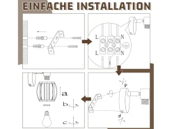 Foco de techo vintage de cristal negro E14 para pasillo, ajustable a 350°, industrial, intercambiable