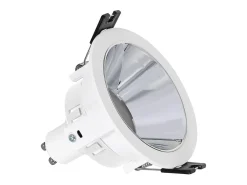 Foco Downlight Cónico GU10 6W Corte Ø 75 mm PC Galvanizado No Flicker 3000K Plateado Blanco Cálido