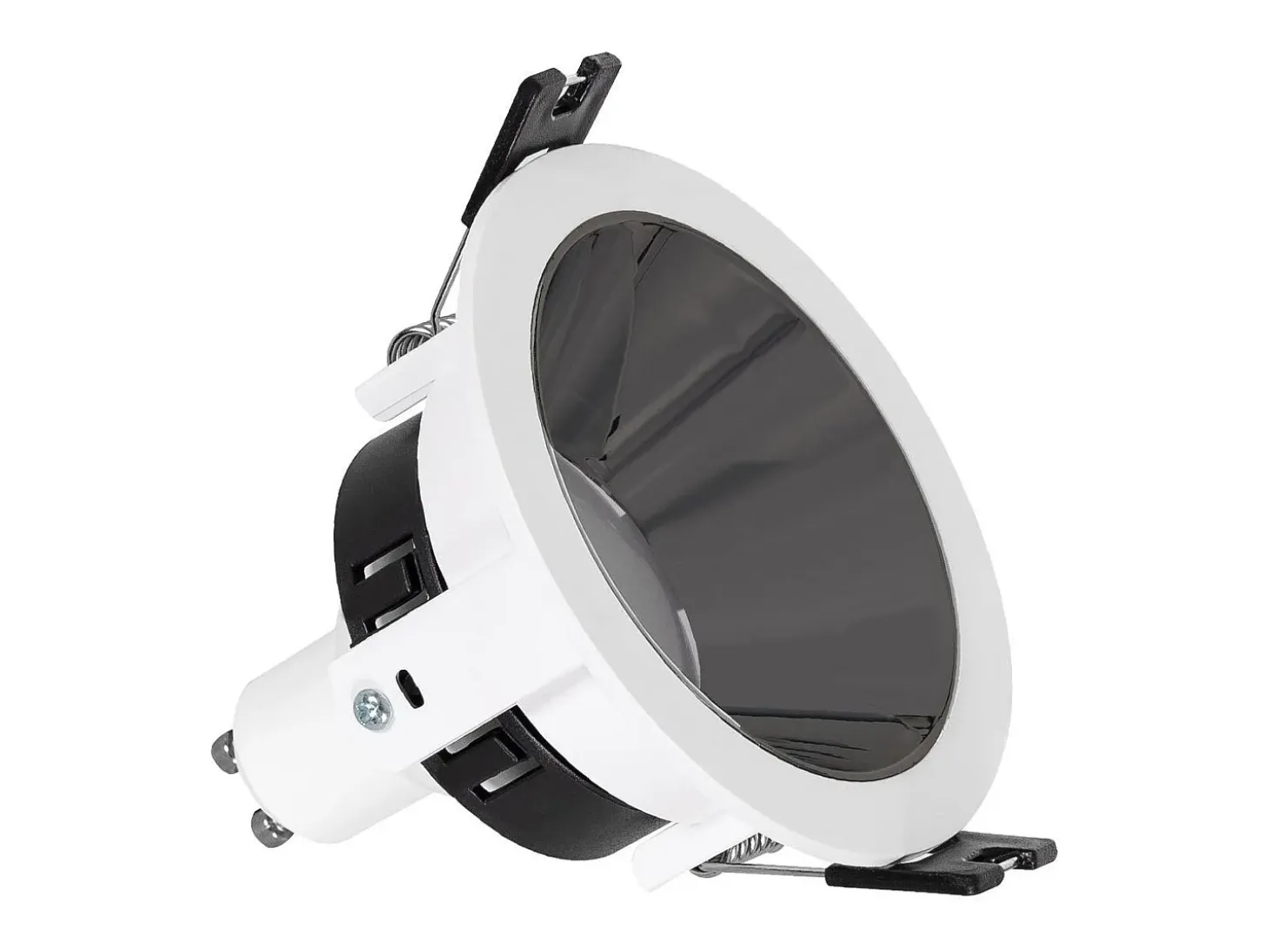 Foco Downlight Cónico GU10 6W Corte Ø 75 mm PC Galvanizado No Flicker 4000K Negro Blanco Neutro